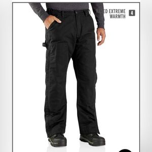 Men’s Carhartt black workwear loose fit washed duck insulated pant  2XL short